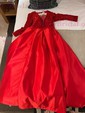 Ball Gown V-neck Sparkly Sequin Satin Prom Dresses With Long Sleeves