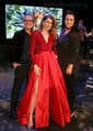 Ball Gown V-neck Sparkly Sequin Satin Prom Dresses With Long Sleeves
