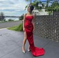 Sheath/Column Strapless Satin Prom Dresses With Ruched