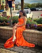 Sheath/Column Strapless Satin Prom Dresses With Ruched