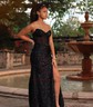 Black Mermaid V-neck Sparkly Sequin Prom Dresses With Ruched