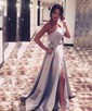 Ball Gown Strapless Satin Prom Dresses With Ruched
