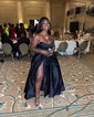 Ball Gown Strapless Satin Prom Dresses With Ruched
