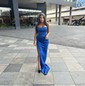 Sheath/Column Strapless Satin Prom Dresses With Ruched