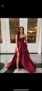 Red Ball Gown Strapless Satin Prom Dresses With Ruched