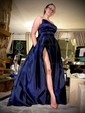Red Ball Gown Strapless Satin Prom Dresses With Ruched
