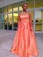 Red Ball Gown Strapless Satin Prom Dresses With Ruched