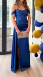 Sheath/Column Off-the-shoulder Satin Prom Dresses With Ruched