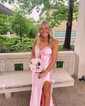 Sheath/Column Sweetheart Satin Prom Dresses With Beading