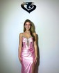 Sheath/Column Sweetheart Satin Prom Dresses With Beading