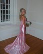 Sheath/Column Sweetheart Satin Prom Dresses With Beading