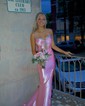Sheath/Column Sweetheart Satin Prom Dresses With Beading