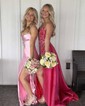 Sheath/Column Sweetheart Satin Prom Dresses With Beading