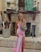 Sheath/Column Sweetheart Satin Prom Dresses With Beading
