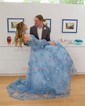 Ball Gown/Princess Off-the-shoulder Tulle Sweep Train Prom Dresses With Appliques Lace