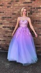 Ball Gown Sweetheart Tulle Corset Prom Dresses With Appliques