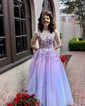 Ball Gown Sweetheart Tulle Corset Prom Dresses With Appliques