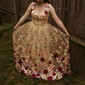 Ball Gown Sweetheart Tulle 3D Floral Prom Dresses