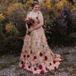 Ball Gown Sweetheart Tulle 3D Floral Prom Dresses