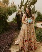 Ball Gown Sweetheart Tulle 3D Floral Prom Dresses