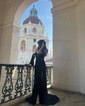 Sheath/Column Sweep Train Off-the-shoulder Jersey Split Front Prom Dresses