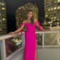 Sheath/Column Sweep Train Off-the-shoulder Jersey Split Front Prom Dresses