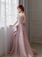 Ball Gown Strapless Satin Tulle Prom Dresses With Beading