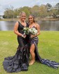 Mermaid V-neck Satin Ruffle Tiered Prom Dresses