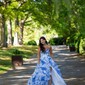 Ball Gown Strapless Satin Chiffon Floral Tiered Prom Dresses