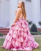Ball Gown Strapless Satin Chiffon Floral Tiered Prom Dresses