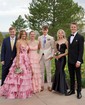 Ball Gown Strapless Satin Chiffon Floral Tiered Prom Dresses