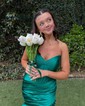 Mermaid Strapless Satin Ruffle Tiered Prom Dresses With Ruched