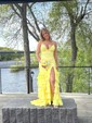 Mermaid V-neck Chiffon Tiered Prom Dresses With Appliques