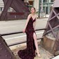Sheath/Column V-neck Sparkly Velvet Sequin Prom Dresses