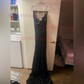 Sheath/Column V-neck Sparkly Velvet Sequin Prom Dresses