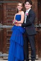 Ball Gown Square Neck Tulle Ruffle Tiered Prom Dresses