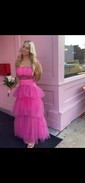 Ball Gown Square Neck Tulle Ruffle Tiered Prom Dresses