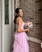 Ball Gown Square Neck Tulle Ruffle Tiered Prom Dresses