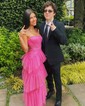 Ball Gown Square Neck Tulle Ruffle Tiered Prom Dresses