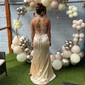 Sheath/Column V-neck Satin Corset Prom Dresses With Beading