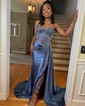 Sheath/Column Sweetheart Satin Corset Prom Dresses With Appliques