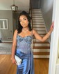 Sheath/Column Sweetheart Satin Corset Prom Dresses With Appliques