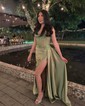 Sheath/Column Sweetheart Satin Corset Prom Dresses With Appliques