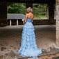 Ball Gown Strapless Chiffon Ruffle Tiered Prom Dresses