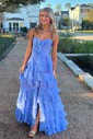 Ball Gown Strapless Chiffon Ruffle Tiered Prom Dresses