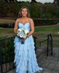 Ball Gown Strapless Chiffon Ruffle Tiered Prom Dresses