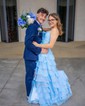 Ball Gown Strapless Chiffon Ruffle Tiered Prom Dresses