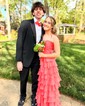 Ball Gown Strapless Chiffon Ruffle Tiered Prom Dresses
