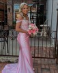 Sheath/Column Off-the-shoulder Satin Corset Prom Dresses With Appliques