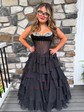 Ball Gown Strapless Chiffon Tiered Prom Dresses With Beading